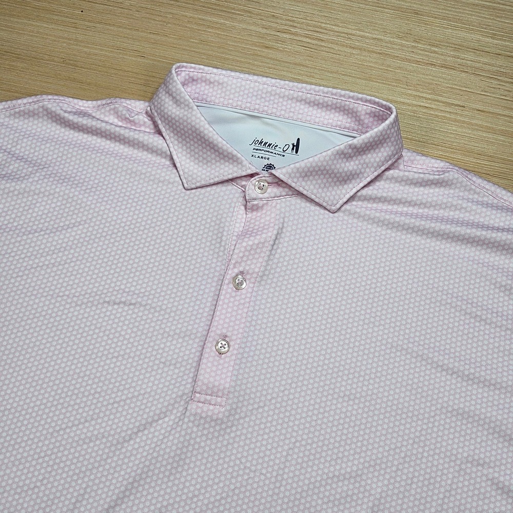 Johnnie-O Performance Polo Men XL Porto Pink Hex Geometric Jersey JMPO101210